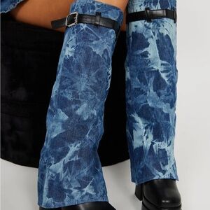 Blue Tie-Dye Women denim boots